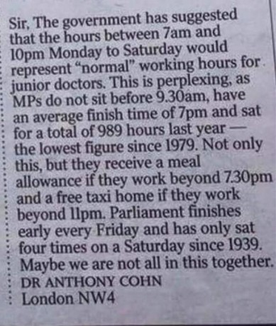 Matthew Cooke on Twitter: "great letter in The Times. Whose hours would you prefer? @thetimes @TheBMA