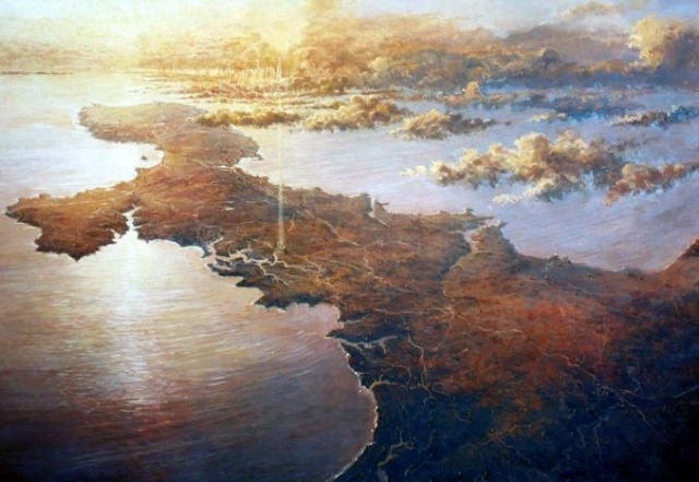 Detail from the painting "Cornubia, Land of the Saints" by John Miller