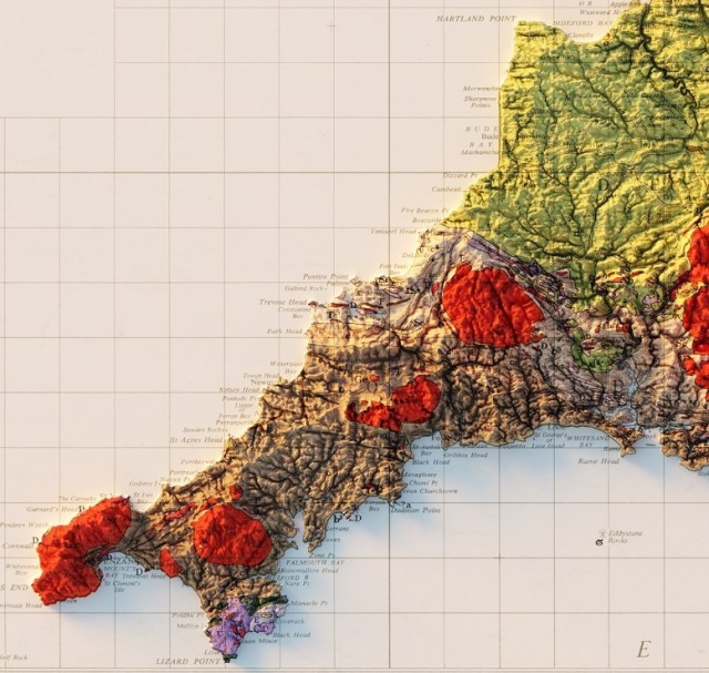 3D Render Cornwall  | Geological Map 1957